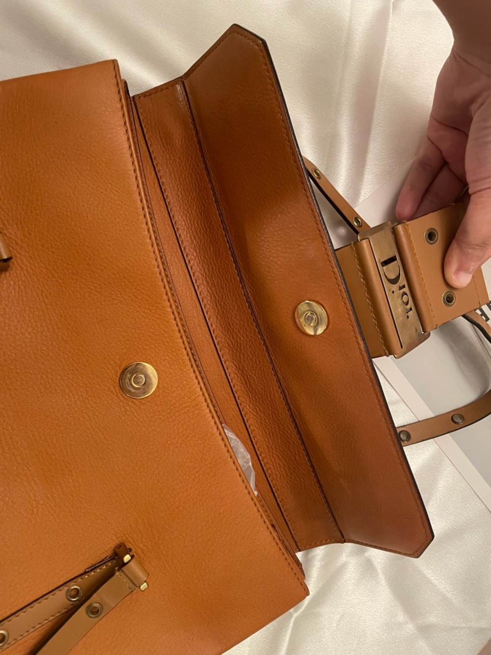 Rare Vintage Dior Punk Line Shoulder Bag - Tan/Brown Leather - Iconic! - Picture 12 of 14
